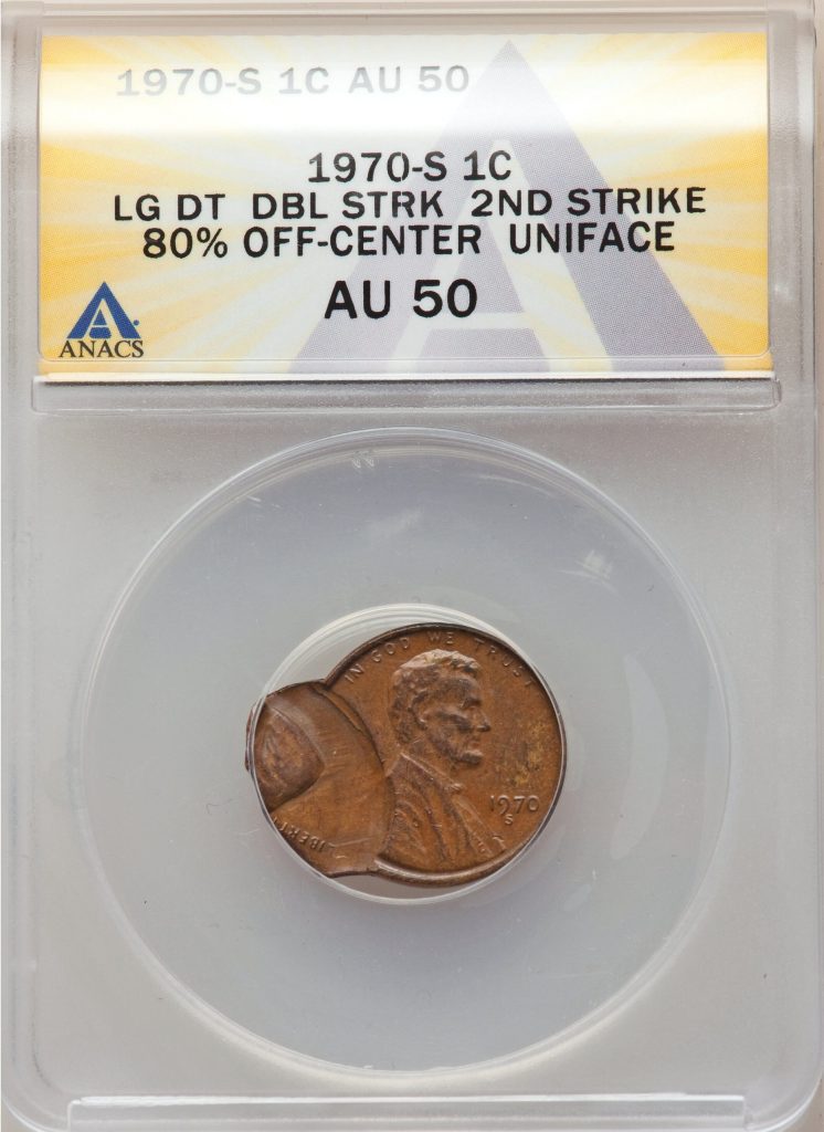 1970S Lincoln Cent Double Struck error coin, Second Strike