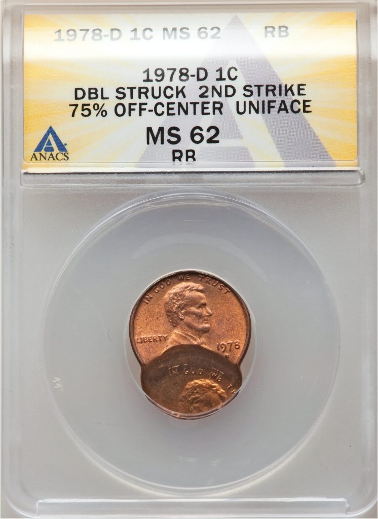 75 Cent Coin 1978D Lincoln Cent Double Struck error coin - MintErrors