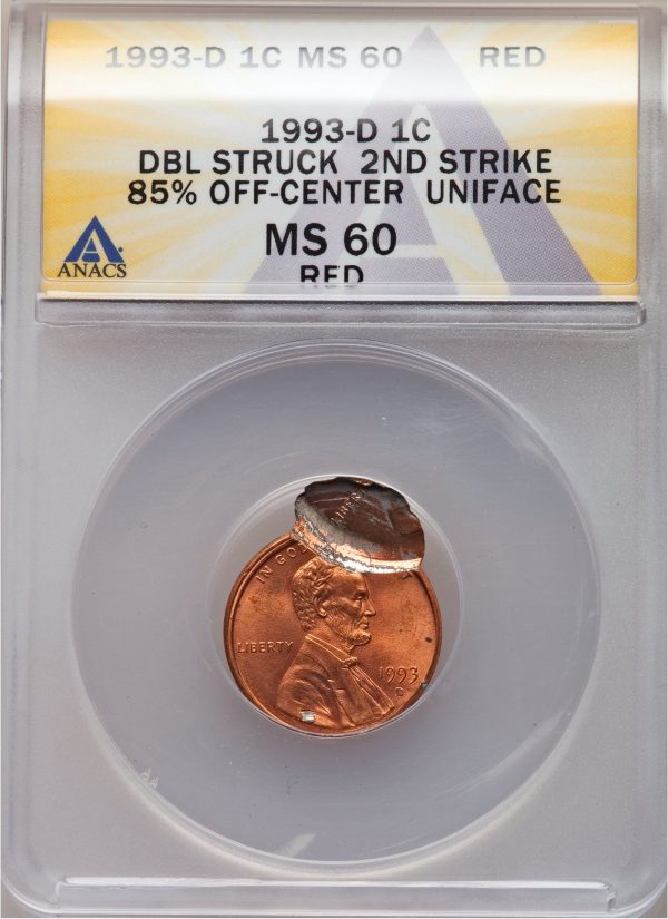 1993D Lincoln Cent Double Struck error coin