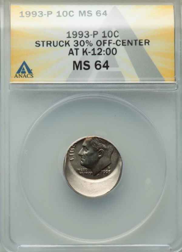 Off Center Error Coin 1993P Roosevelt 10c