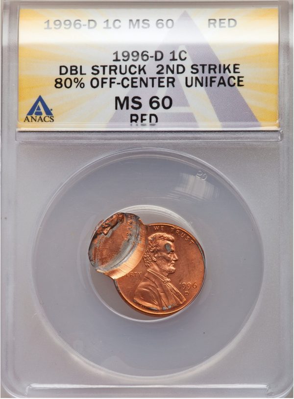 1996D Lincoln Cent Double Struck error coin