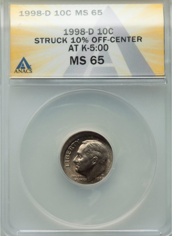 Off Center Error Coin 1998D Roosevelt 10c