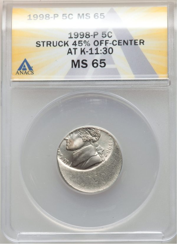 Off Center Error Coin 1998P Jefferson 5c