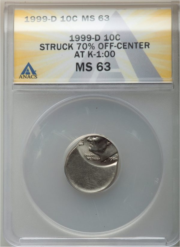 Off Center Error Coin 1999D Roosevelt 10c