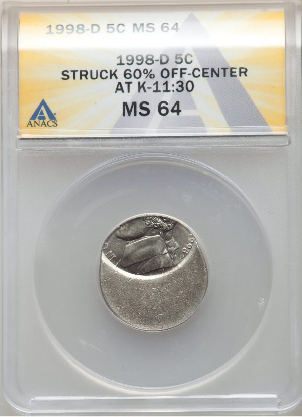 Off Center Error Coin 1999D Jefferson 5c
