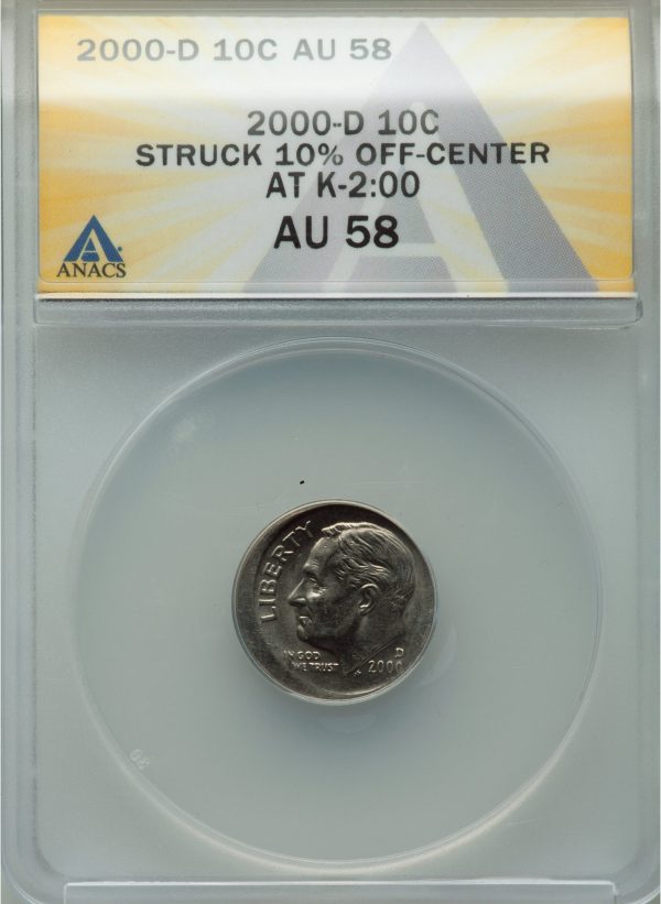 Off Center Error Coin 2000D Roosevelt 10c