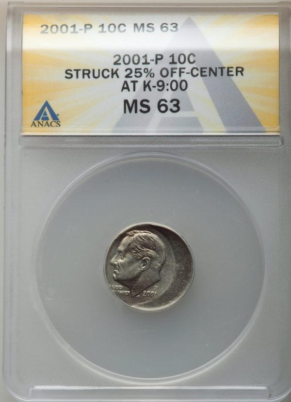 Off Center Error Coin 2001P Roosevelt 10c
