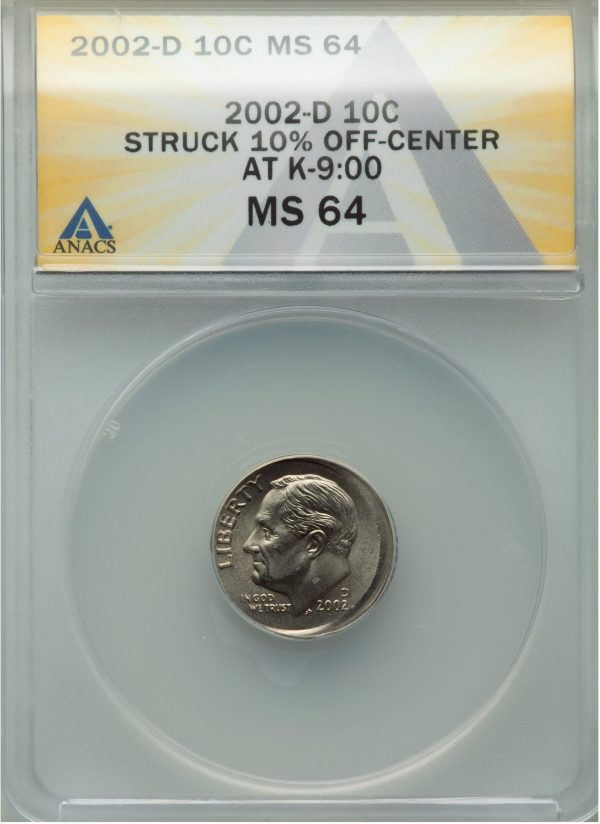 Off Center Error Coin 2002D Roosevelt 10c