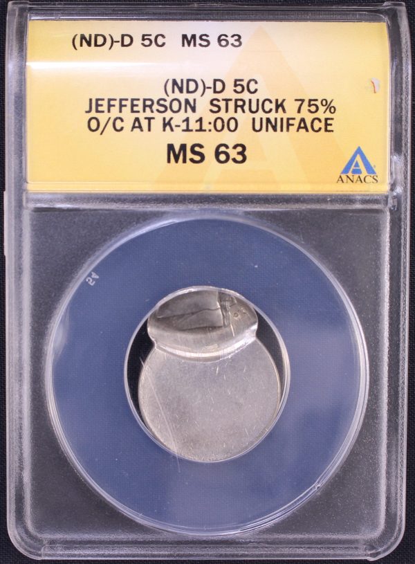 Off Center Coin - No date -D (Denver) Jefferson Nickel