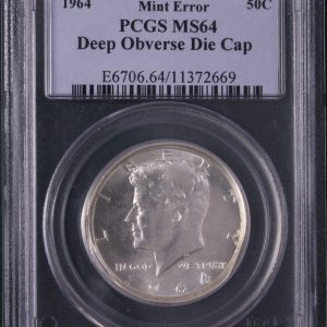 1964 Kennedy 50c Deep Die Cap Obverse. A major mint error coin.