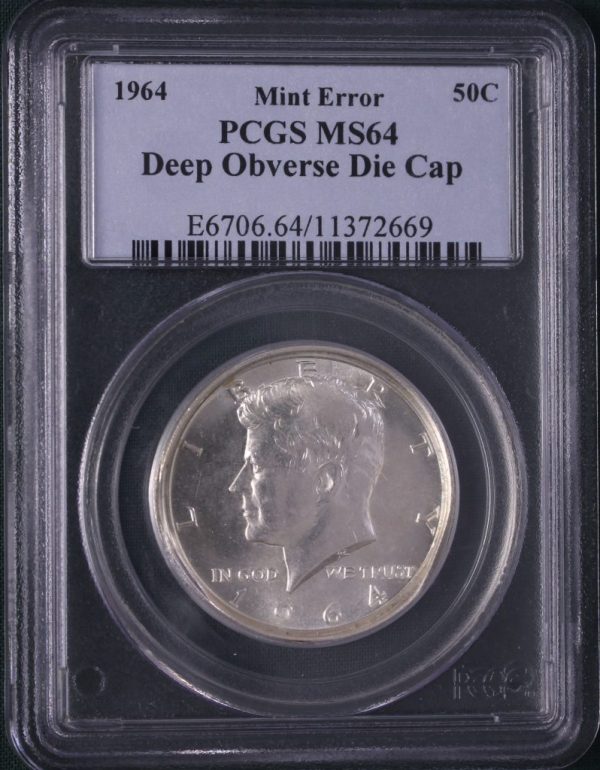 1964 Kennedy 50c Deep Die Cap Obverse. A major mint error coin.